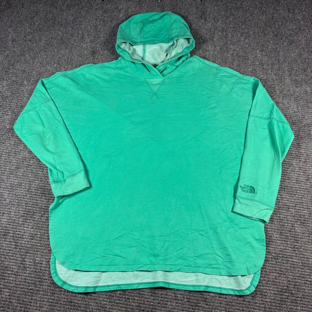 The North Face Hoodie Womens Small Green Excellent French Terry High-Low Hem